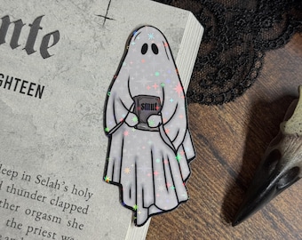 Bookish Ghost Sticker — Bookish Sticker, Book Lover Gift, Dark Romance Bookish Accessory, Horror Booktok Sticker, Book Club Stickers