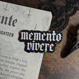 Memento Vivere Sticker — Bookish Sticker, Book Lover Gift, Dark Romance, Bookworm, Spicy Books, Booktok, Gothic Sticker image 1