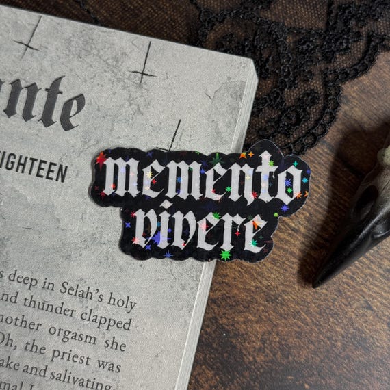 Memento Vivere Sticker — Bookish Sticker, Book Lover Gift, Dark Romance, Bookworm, Spicy Books, Booktok, Gothic Sticker