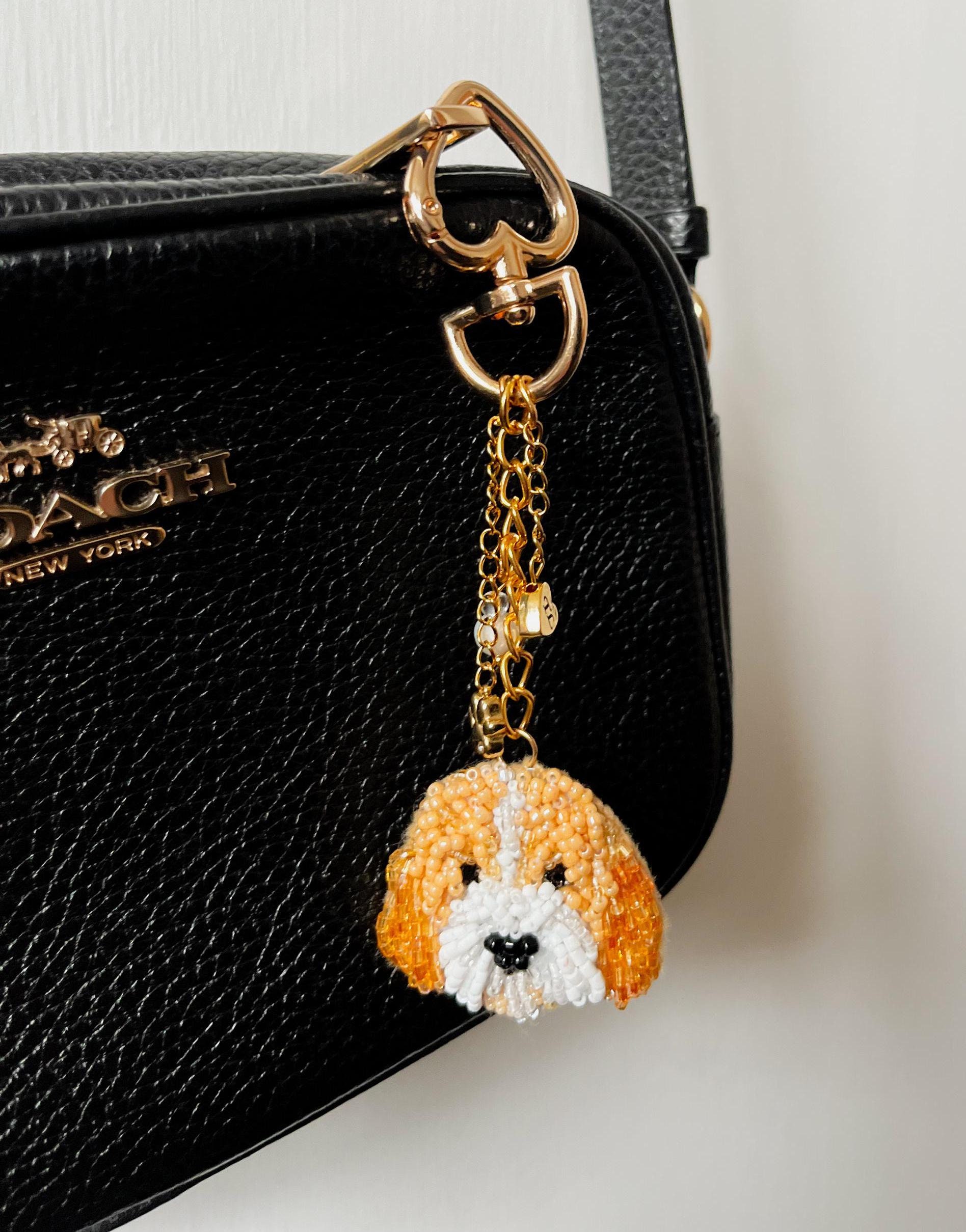 Custom Beaded pet Portrait bag charm,Personalized Pet Memorial Keyring, embroidered Photo keychain, Pet lover Memorial Gift