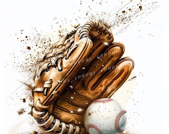 10 Pngs and Jpgs Baseball Gloves and Bat Printable Clipart