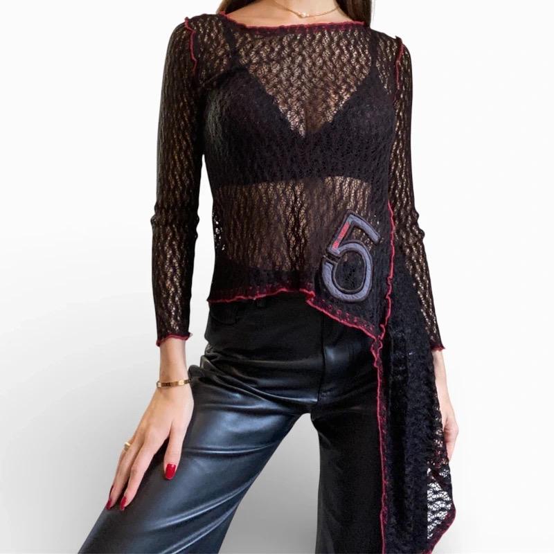 Rare Vintage Cop Copine Asymmetrical Knit Top Grunge Y2K Euro