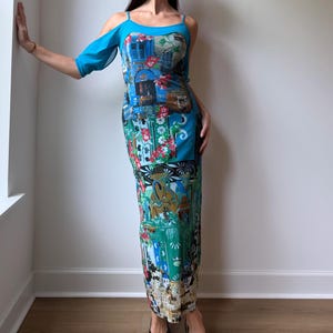 save the queen mesh dress Save The Queen Maxi Mesh Dress Rare Vintage Nylon Boho Italy Multicolor  Size S
