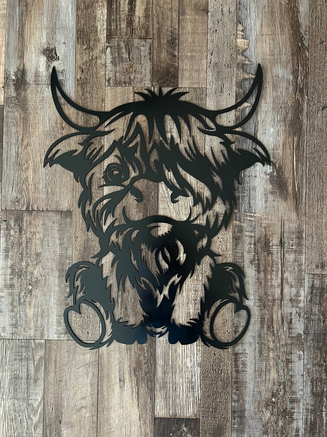 Sitting Highland Cow Metal Sign - Etsy