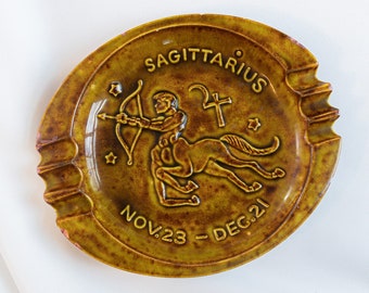 1970s Zodiac Ashtray | Retro Pottery | Sagittarius