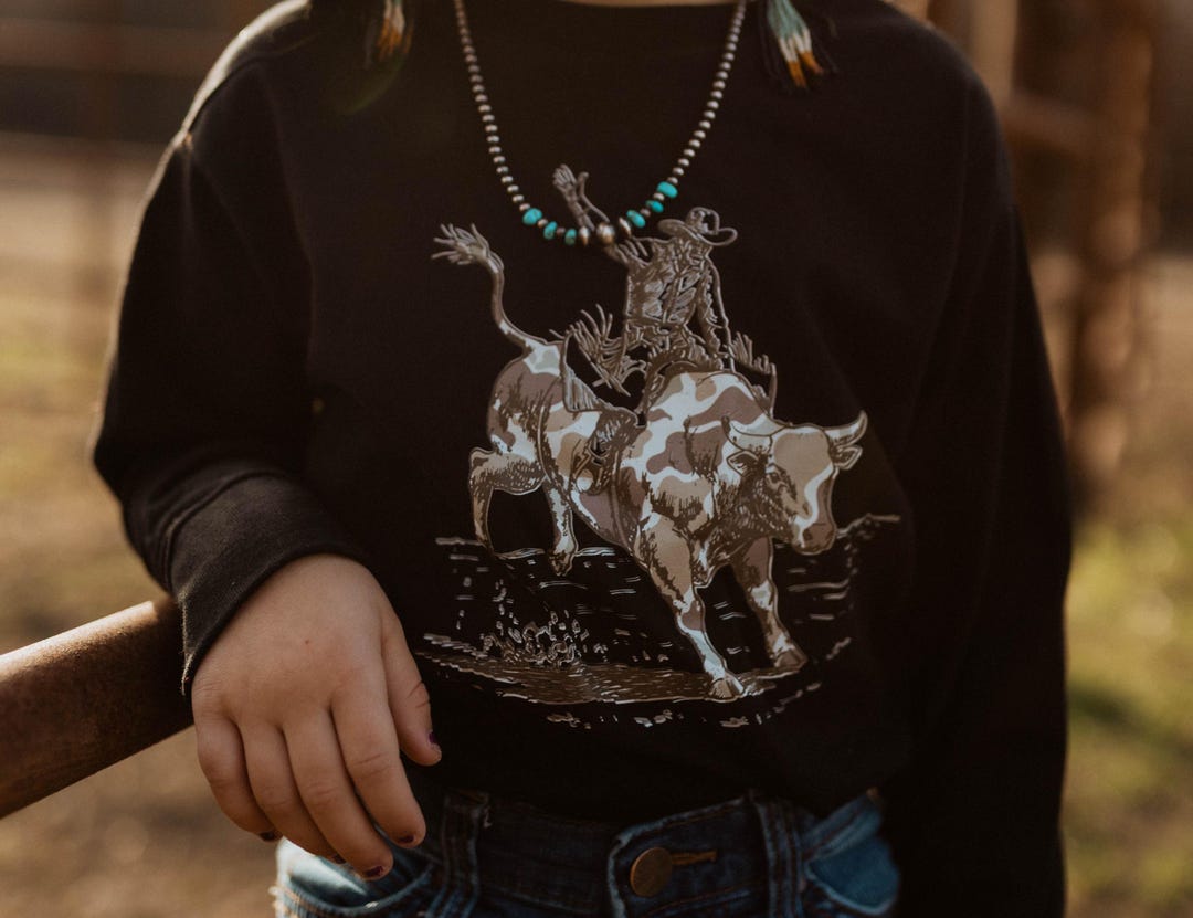 Bull Riding Camo Shirt, Long Sleeve Youth Shirt, Western Rodeo Clothing ...