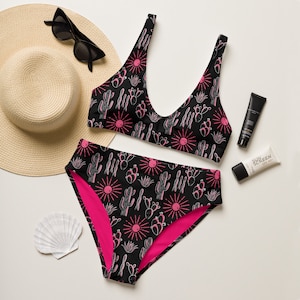 Pink Cactus Bikini, Western Swim Suit, Swim Wear, Womens Swim suit