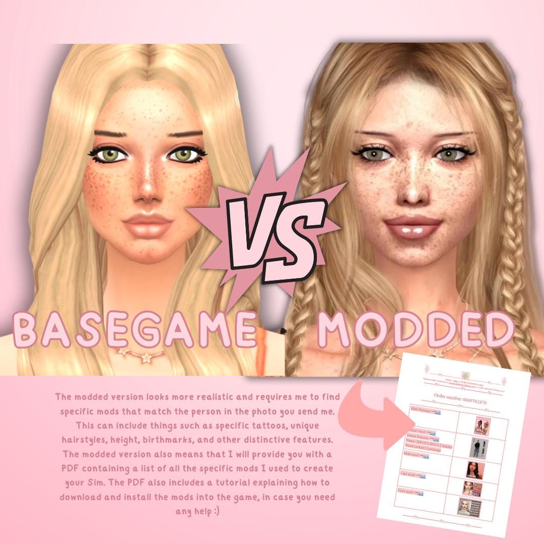 Left Modified Sims Custom Sims 4 Character With Modded Details (modified) - Etsy