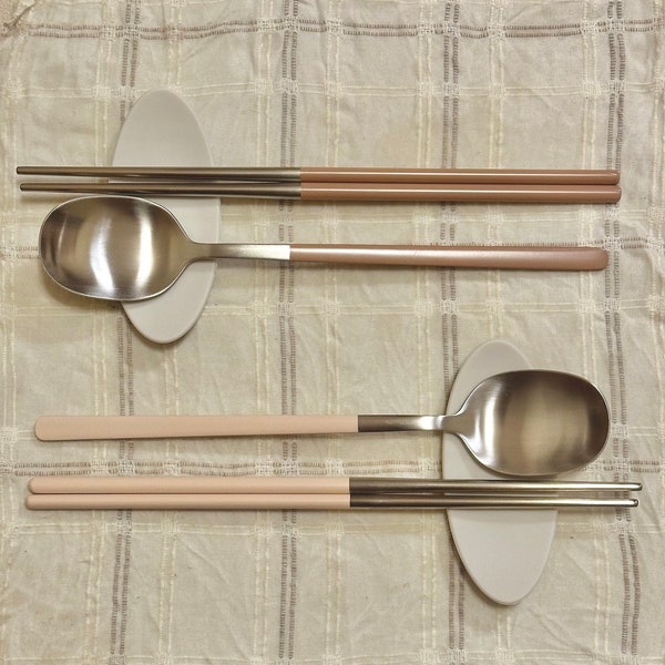 Spoon Chopsticks Set, 2 Colors, Stainless Steel, Unique Shape, Lightweight