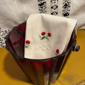 ヴィンテージ ルビーレッド ガラス製アイスバケット オープンバーキャディ ヘラー ブルックリンハンドル ミッドセンチュリー バーウェア ホリデーデコレーション