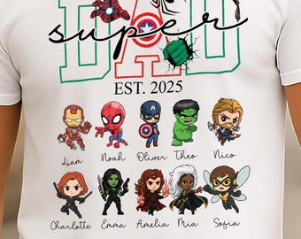 Personalized Super Dad Shirt or Hoodie: Custom Hero Gift with Kids' Names