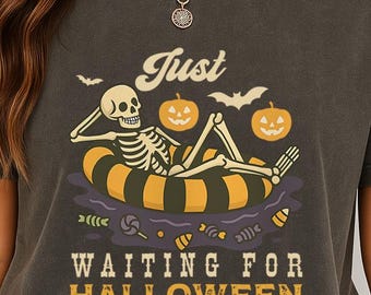 Camiseta divertida de esqueleto de Halloween: camiseta retro de temporada espeluznante