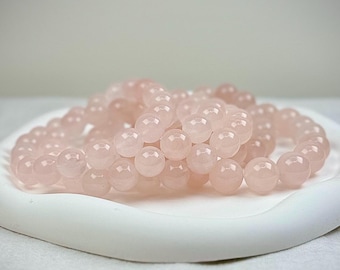 Pulseira de Quartzo Rosa de Madagascar: Gema Rosa, Pedra do Amor Próprio (11-13 mm)