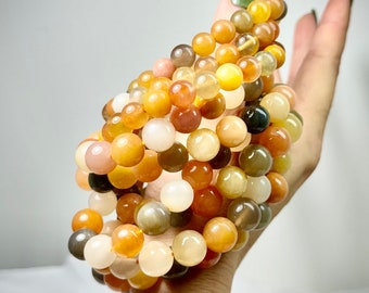 Set di bracciali con perline di giada, bracciale con elastico da