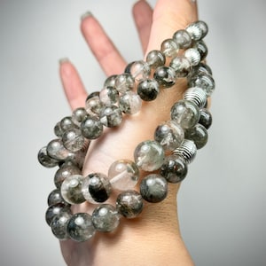 Natural Undyed Green Phantom Quartz Bracelet Half Pot Phantom Quartz Bead Bracelet Wealth Bracelet
