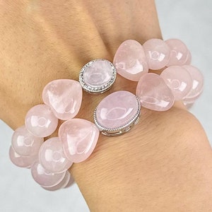 Natural Madagascar Rose Quartz Bracelet Pink Quartz Gemstone Bracelet Self-love Stone 12mm 13mm