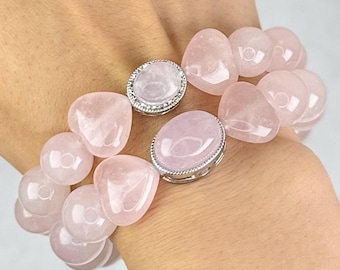 Pulseira de Quartzo Rosa de Madagascar: Gema Rosa, Pedra do Amor Próprio