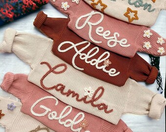 Custom Baby Sweater  Personalized Name Embroidery Unique Newborn Gift  Custom Knitted Sweatshirt Baby Shower Sweater Mothers Day Gift