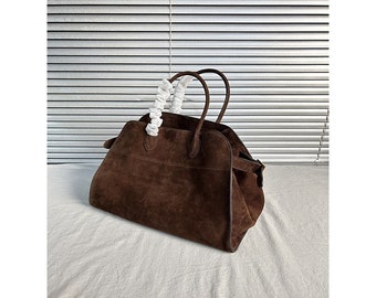 Handmade chamois bag Tote Bag Large capacity commuter bag Business trip travel bag Laptop bag