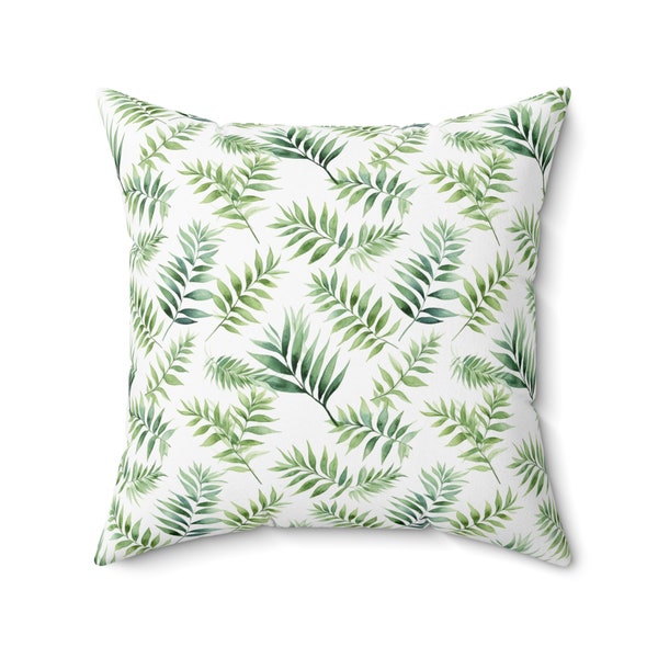 Gardening Lovers Collection - Bamboo Palm (Chamaedorea seifrizii) Herbal Garden Plants Pattern - Spun Polyester Square Pillow - Perfect Gift