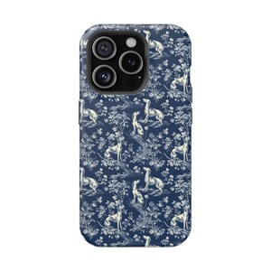 Magsafe compatible French Toile Navy Blue Whippet Dog Pattern magsafe-compatible-french-toile-navy-blue-whippet-dog-pattern