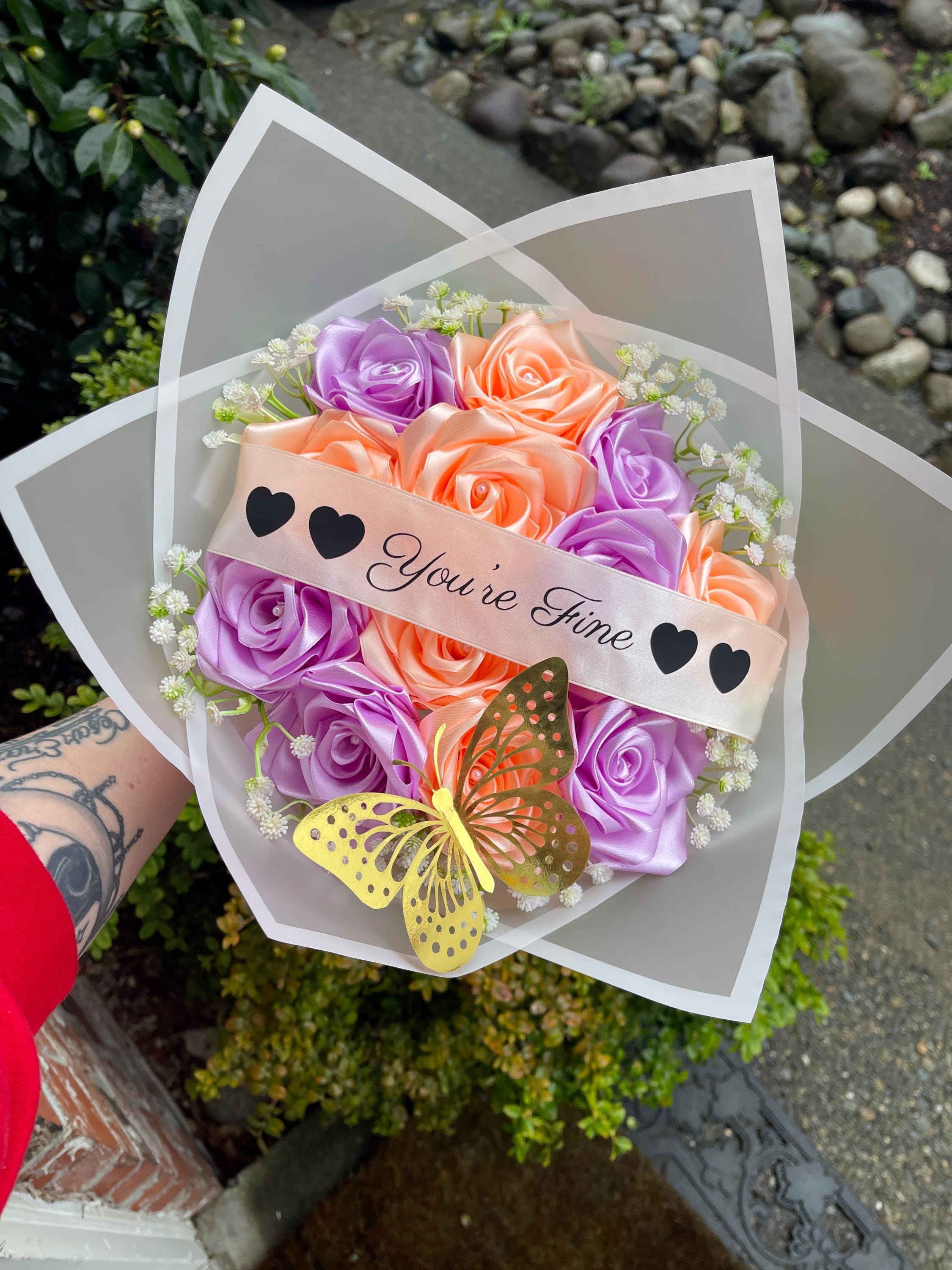 Eternal Roses Multi Colored Ribbon Eternal Silk Ribbon Rose Bouquet: Graduation, Birthday Gift - Etsy