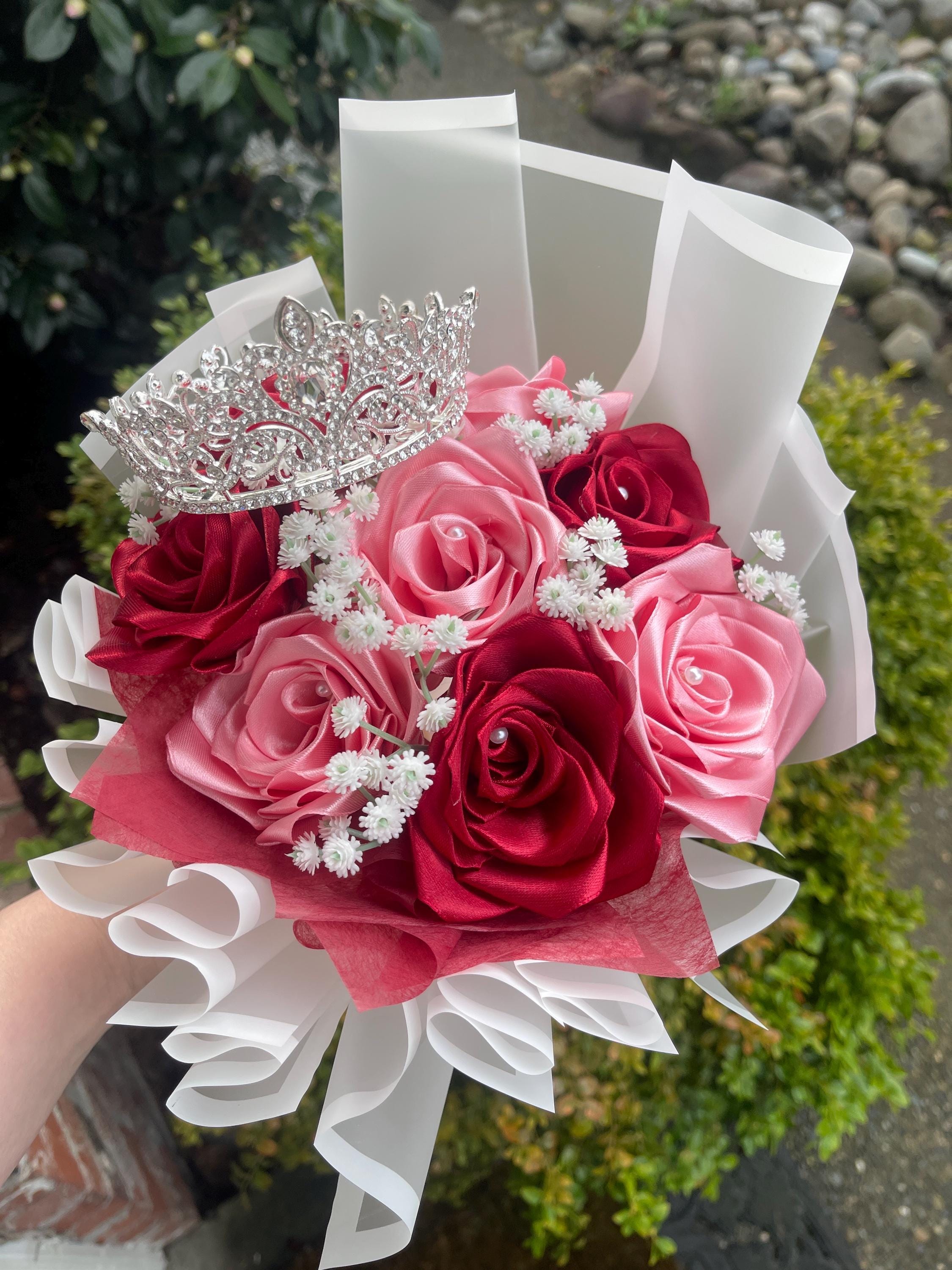 花束・アレンジメント Pink Rose Bouquet ETERNAL Pearl Gift Eternal Rose Bouquets, 8 Roses, Custom Flower Bouquet, Birthday