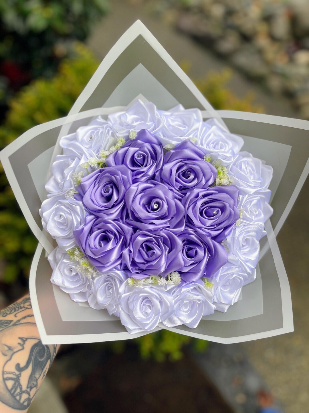 Eternal Roses Multi Colored Ribbon Eternal Silk Ribbon Rose Bouquet, Anniversary Gift - Etsy