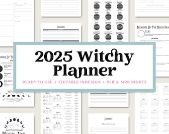 2025 Witchy Planner | Astrology Moon Tarot Journal Calendar, PLR MRR Planner | Monthly, Weekly, Daily Planner | For iPad GoodNotes Printable