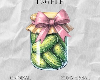 Augurkpot met roze lint png - coquette esthetische clipart, scrapbooking en cadeaus voor augurkliefhebbers coquette, augurk png, Soft Girl Era png