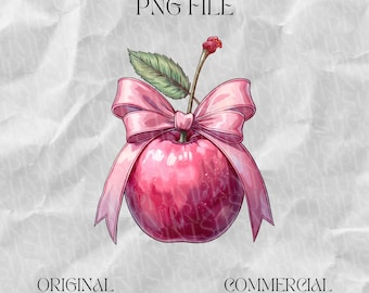 Pink Cherry png, Soft Girl Era png, trendy roze strik, esthetische png, lint, Girlie png, social club png, Coquette Print on Demand-ontwerp
