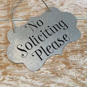 Metal "No Soliciting Please" Sign - Indoor/Outdoor Use