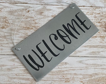 Welcome To Our Home Sign Front Porch Door Sign welcome metal Modern farmhouse decor style front door sign porch or patio realtor client gift