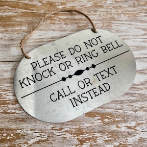 Please Do Not Knock or Ring Bell Call or Text No Soliciting Do Not Disturb Go Away Don't Ring Doorbell Working Schooling From Home Naptime