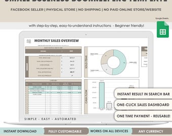 Easy Bookkeeping Spreadsheet, Sales Tracking for Physical Store, Small Business Bookkeeping Tool for Offline Sellers | Sales Tax Calculator