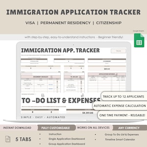 Gestión de inmigración sin esfuerzo: Organizador de solicitudes de visa, residencia y ciudadanía / ¡Controle gastos y plazos con facilidad!
