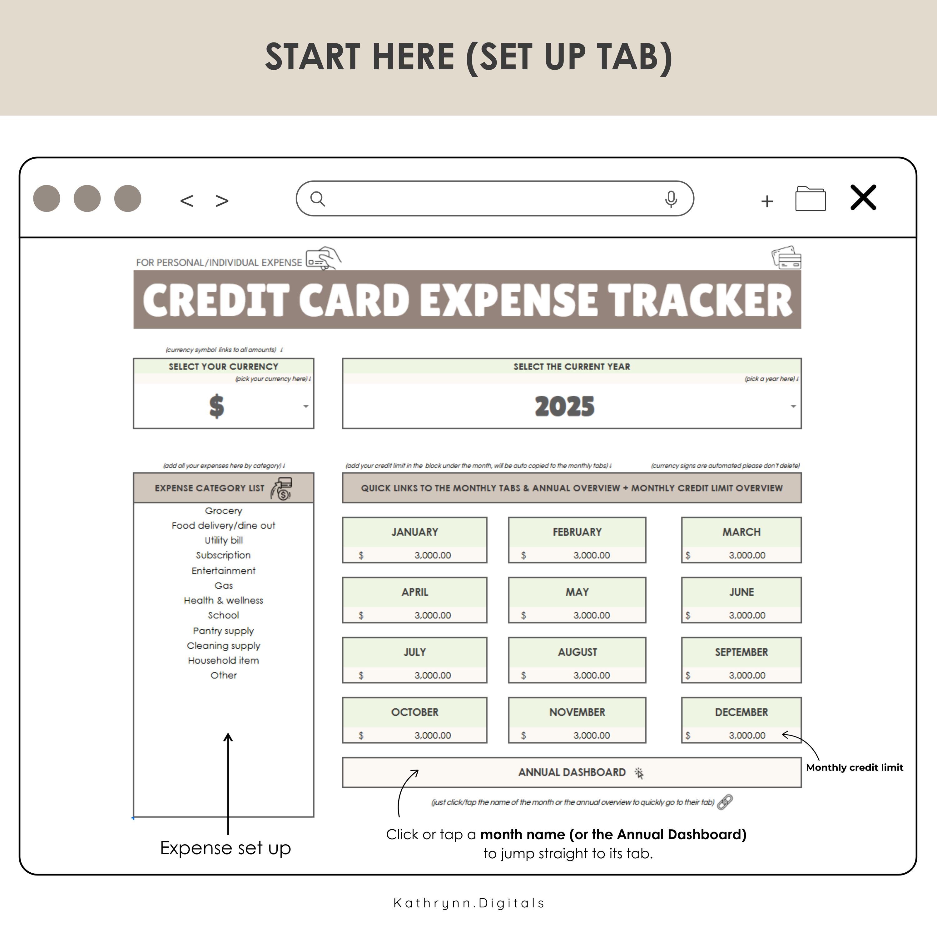 Simple Credit Card Expense Tracker Log Template, Monthly & Annual ...