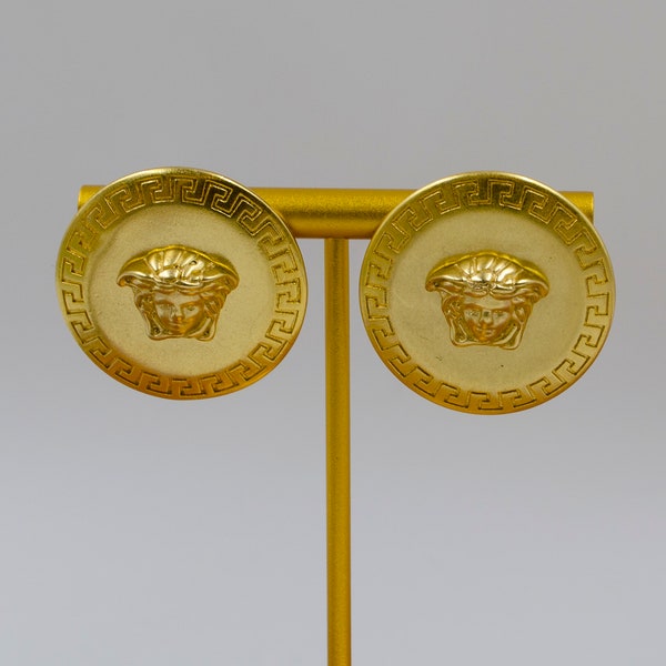 Vintage Versace Large Gold Metal  Studs Earrings
