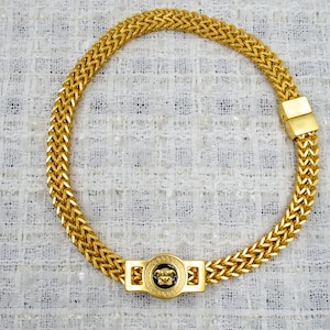 Vintage Versace Geflochtene Goldmetall Halskette