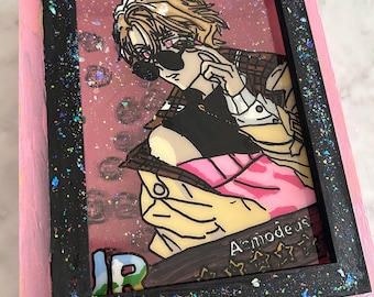 Obey me asmo shadow box glass painting