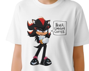 Shadow The Hedgehog&quot;Never Enough Coffee&quot; Sonic T-Shirt Meme Gift Shirt