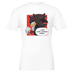 Shadow the Hedgehog "I love Latinas" T-Shirt Premium Unisex Crewneck T-shirt | Bella + Canvas 3001 - White