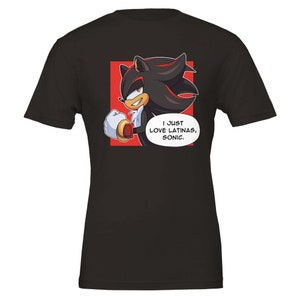 Shadow the Hedgehog "I love Latinas" T-Shirt Premium Unisex Crewneck T-shirt | Bella + Canvas 3001 - Black