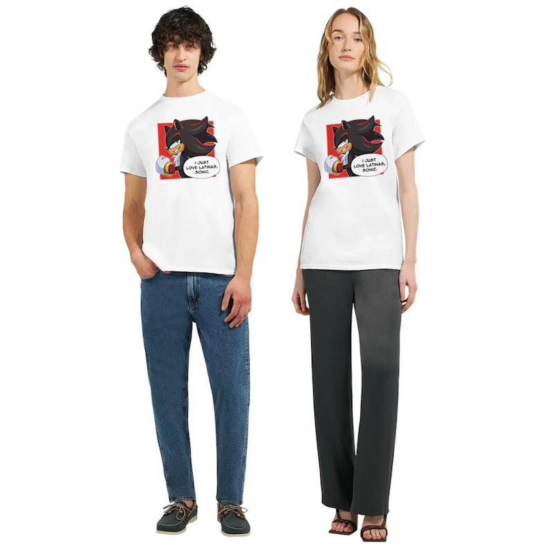 Shadow the Hedgehog "I love Latinas" T-Shirt Ultra Cotton Unisex Crewneck T-shirt | Gildan 2000 - White