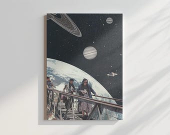 Stairway to the Cosmos - Surreal Space Art Print | Dreamlike Galaxy Wall Decor | Mystical Celestial Artwork for Home