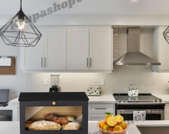 Rustic Wooden Bread Box: Large Under Cabinet Kitchen Storage