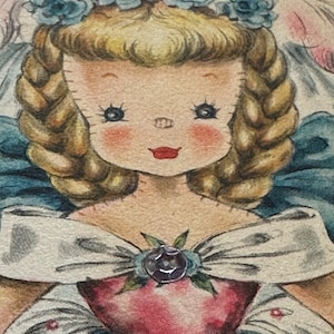 Vintage Hallmark Cinderella-verjaardagskaart uit de jaren 40 met verhaal en strassversiering