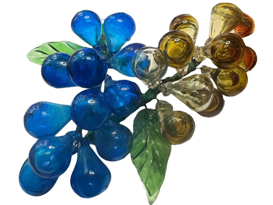 Lot De 12 Grappes De Raisin En Verre Vintage - Couleurs Bleu, Rose, Violet - 3 Pouces Avec Fil - Déco MCM