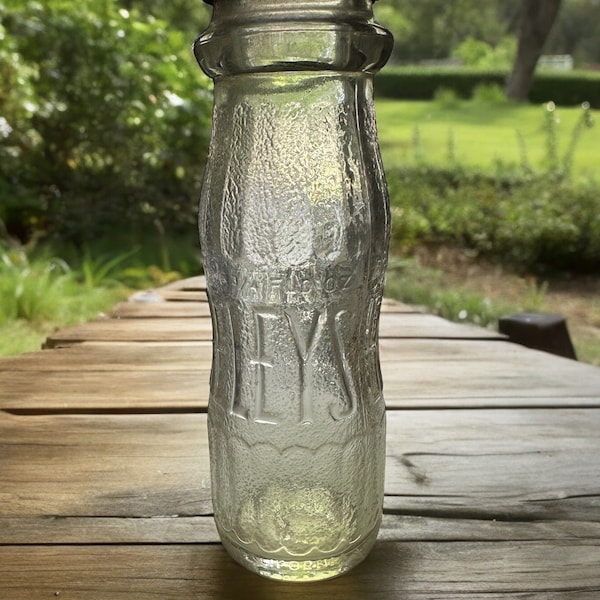 Rare Antique 1920's Era Bireleys Clear Embossed 6 3/4oz Juice Bottle With Cap and Patent Number