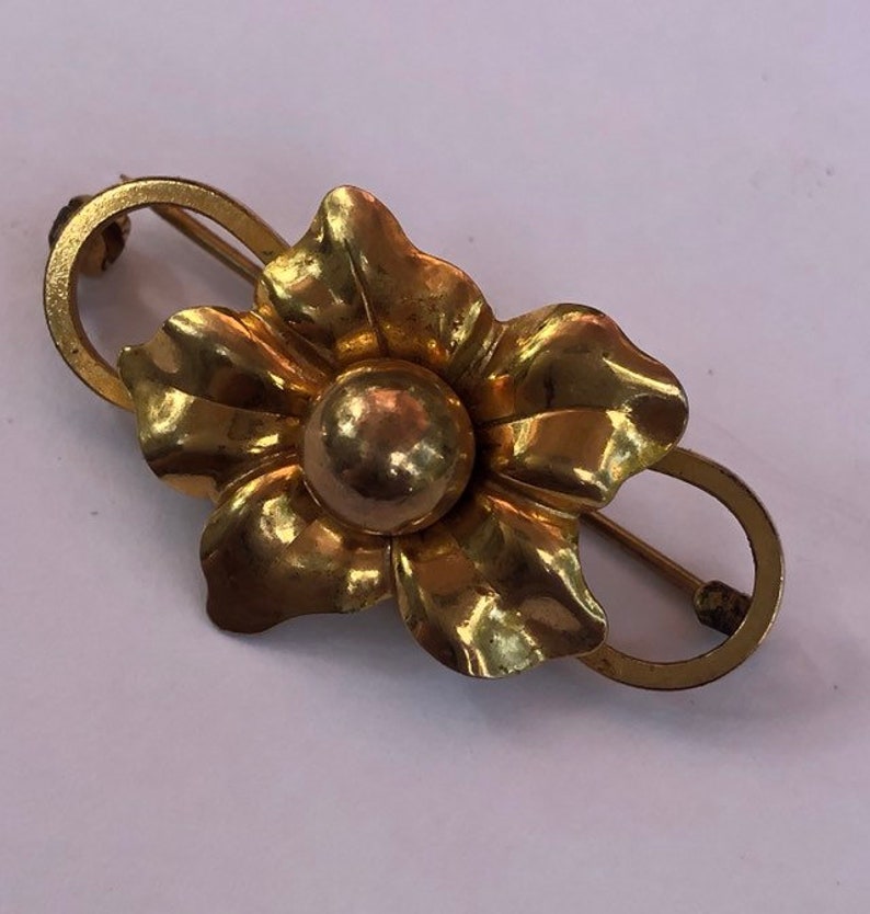 Vintage Bal Ron Signed 12k Gold Filled Floral Pin Brooch | Etsy